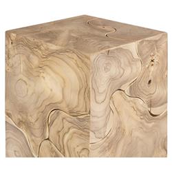 Zaria Coastal Beach Bleached Teak Slice Square Plinth Pedestal - 39"|