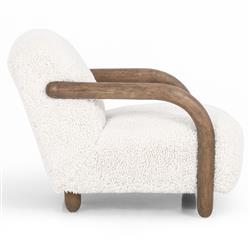 Waverly Modern Classic Off White Faux Shearling Arm Chair|
