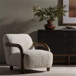 Waverly Modern Classic Off White Faux Shearling Arm Chair|