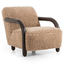 Waverly Modern Classic Brown Faux Shearling Arm Chair|