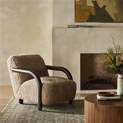 Waverly Modern Classic Brown Faux Shearling Arm Chair|
