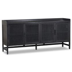 Corazon Global Bazaar Woven Black Cane Black Wash Mango Wood Sideboard|