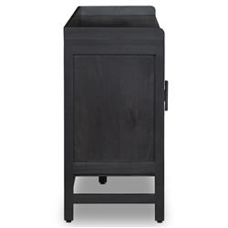 Corazon Global Bazaar Woven Black Cane Black Wash Mango Wood Sideboard|