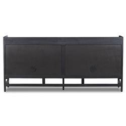 Corazon Global Bazaar Woven Black Cane Black Wash Mango Wood Sideboard|