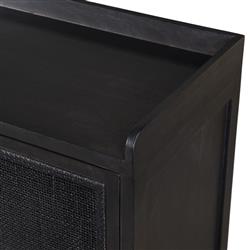 Corazon Global Bazaar Woven Black Cane Black Wash Mango Wood Sideboard|