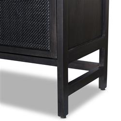 Corazon Global Bazaar Woven Black Cane Black Wash Mango Wood Sideboard|