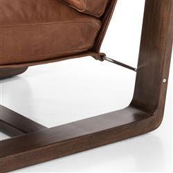 Myrtle Rustic Lodge Modern Brown Upholstered Leather Sling Occasional Arm Chair|