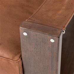 Myrtle Rustic Lodge Modern Brown Upholstered Leather Sling Occasional Arm Chair|