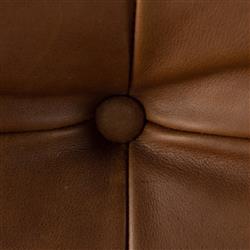 Hadley Rustic Brown Leather Wood Tufted Occasional Arm Chair|