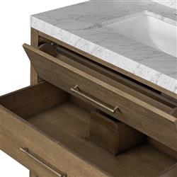 Allissa Modern Classic Carrara Marble Natural Oak Vanity Sink - 36"|
