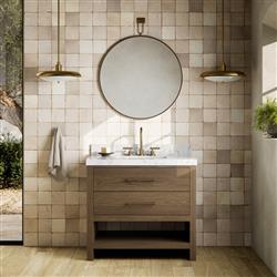 Allissa Modern Classic Carrara Marble Natural Oak Vanity Sink - 36"|