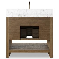 Allissa Modern Classic Carrara Marble Natural Oak Vanity Sink - 36"|