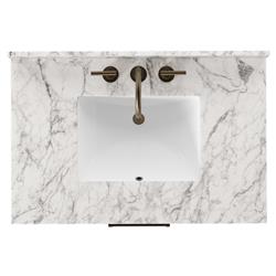 Allissa Modern Classic Carrara Marble Natural Oak Vanity Sink - 36"|