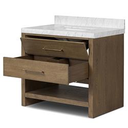 Allissa Modern Classic Carrara Marble Natural Oak Vanity Sink - 36"|