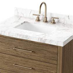 Allissa Modern Classic Carrara Marble Natural Oak Vanity Sink - 36"|