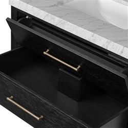 Allissa Modern Classic Carrara Marble Black Oak Vanity Sink - 36"|
