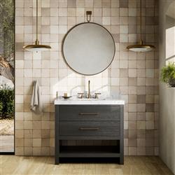 Allissa Modern Classic Carrara Marble Black Oak Vanity Sink - 36"|