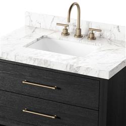 Allissa Modern Classic Carrara Marble Black Oak Vanity Sink - 36"|