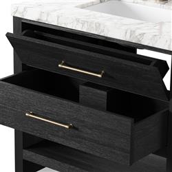 Allissa Modern Classic Carrara Marble Black Oak Vanity Sink - 36"|