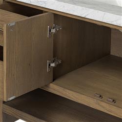 Allissa Modern Classic Carrara Marble Natural Oak Wide Vanity Sink - 55"|