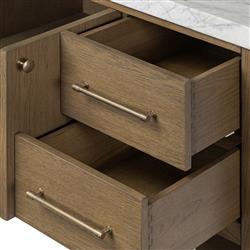 Allissa Modern Classic Carrara Marble Natural Oak Wide Vanity Sink - 55"|