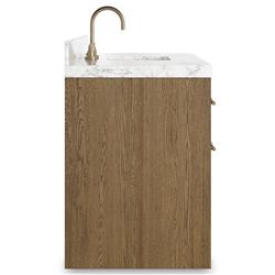 Allissa Modern Classic Carrara Marble Natural Oak Wide Vanity Sink - 55"|
