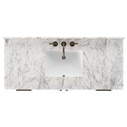 Allissa Modern Classic Carrara Marble Natural Oak Wide Vanity Sink - 55"|