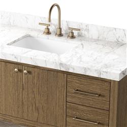 Allissa Modern Classic Carrara Marble Natural Oak Wide Vanity Sink - 55"|