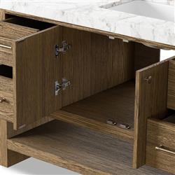 Allissa Modern Classic Carrara Marble Natural Oak Wide Vanity Sink - 55"|