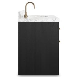 Allissa Modern Classic Carrara Marble Black Oak Wide Vanity Sink - 55"|