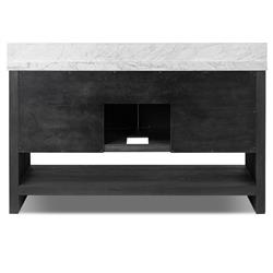 Allissa Modern Classic Carrara Marble Black Oak Wide Vanity Sink - 55"|