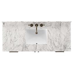 Allissa Modern Classic Carrara Marble Black Oak Wide Vanity Sink - 55"|