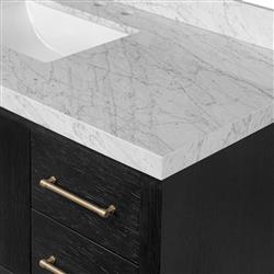 Allissa Modern Classic Carrara Marble Black Oak Wide Vanity Sink - 55"|