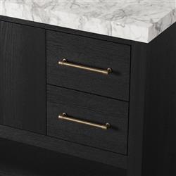 Allissa Modern Classic Carrara Marble Black Oak Wide Vanity Sink - 55"|