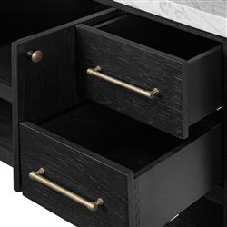 Allissa Modern Classic Carrara Marble Black Oak Wide Vanity Sink - 55"|