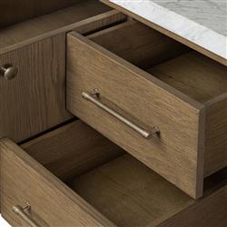 Allissa Modern Classic Carrara Marble Natural Oak Double Vanity Sink - 72"|