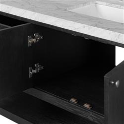 Allissa Modern Classic Carrara Marble Black Oak Double Vanity Sink - 72"|