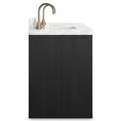 Allissa Modern Classic Carrara Marble Black Oak Double Vanity Sink - 72"|