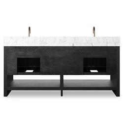Allissa Modern Classic Carrara Marble Black Oak Double Vanity Sink - 72"|