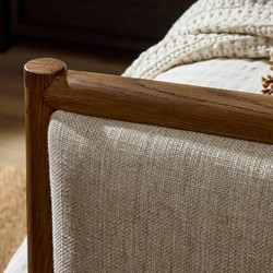 Genesis Rustic Lodge Brown Oak Beige Upholstered Bed - Queen|