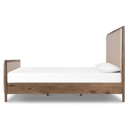 Genesis Rustic Lodge Brown Oak Beige Upholstered Bed - Queen|