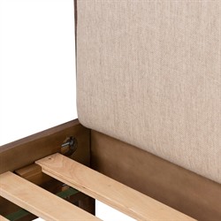 Genesis Rustic Lodge Brown Oak Beige Upholstered Bed - Queen|