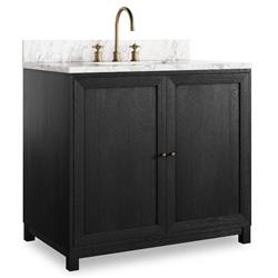 Cynthia Modern Classic Carrara Marble Black Oak Vanity Sink - 36"|