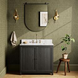 Cynthia Modern Classic Carrara Marble Black Oak Vanity Sink - 36"|