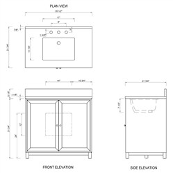 Cynthia Modern Classic Carrara Marble Black Oak Vanity Sink - 36"|