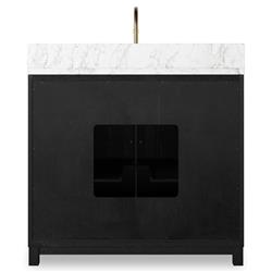 Cynthia Modern Classic Carrara Marble Black Oak Vanity Sink - 36"|