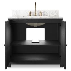 Cynthia Modern Classic Carrara Marble Black Oak Vanity Sink - 36"|