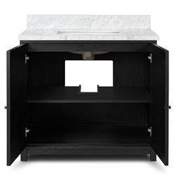 Cynthia Modern Classic Carrara Marble Black Oak Vanity Sink - 36"|