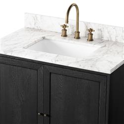 Cynthia Modern Classic Carrara Marble Black Oak Vanity Sink - 36"|