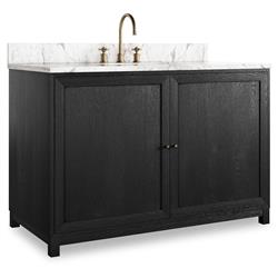 Cynthia Modern Classic Carrara Marble Black Oak Wide Vanity Sink - 48"|